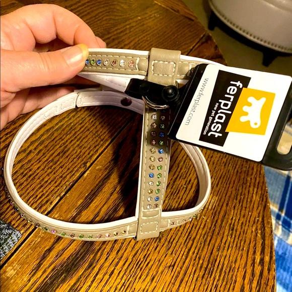 Harness with Sarai sky crystals leather Italian design size medium - Picture 1 of 6